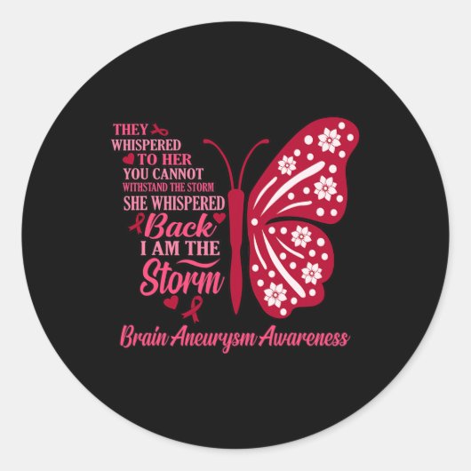 Ik ben Storm Brain Aneurysm Awareness Maand Suppor Ronde Sticker (Voorkant)