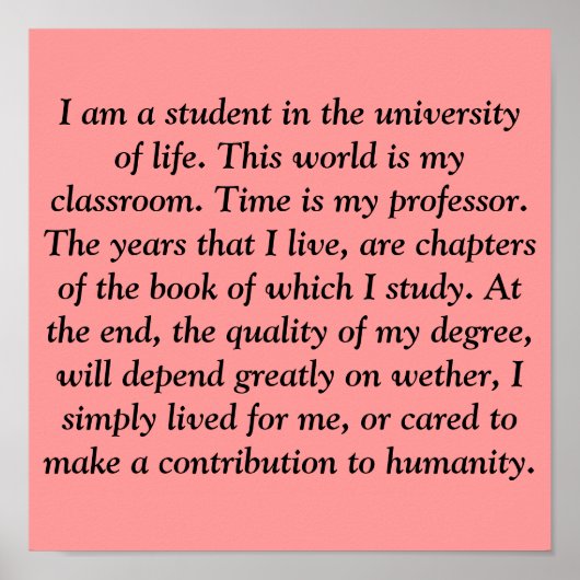 Ik ben student aan de universiteit van het leven. poster (Voorkant)