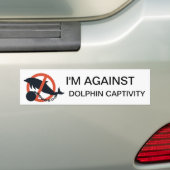 IK BEN TEGEN DOLPHIN CAPTIVITEIT BUMPERSTICKER (Op auto)