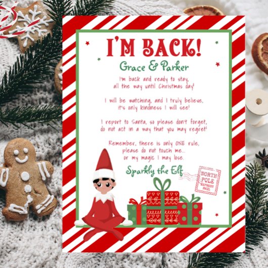 Ik ben terug Welkom Terug Kerst Elf Letter Print