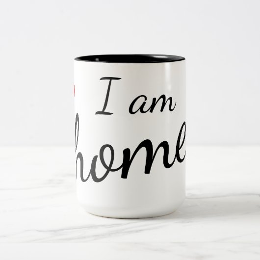 Ik ben thuis tweekleurige koffiemok (Center)