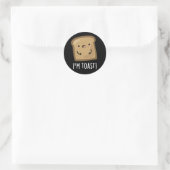 Ik ben Toast Funny Bread Pun Dark BG Ronde Sticker (Tas)