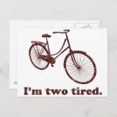 Ik ben twee te tired slapy fiets briefkaart (Voorkant / Achterkant)