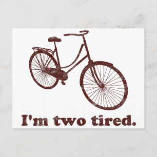 Ik ben twee te tired slapy fiets briefkaart