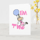 Ik ben Two Stick Figuur Meisje Verjaardag T-shirts Kaart (Gele Bloem)