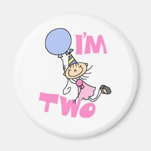 Ik ben Two Stick Figuur Meisje Verjaardag T-shirts Magneet
