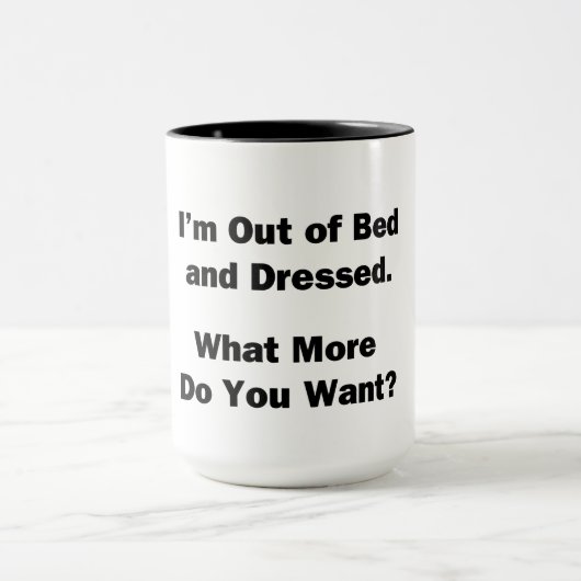 Ik ben uit Bed en Dpress. Mok (Midden)