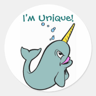 Ik ben uniek! (Narwhal) Ronde Sticker