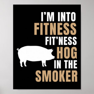 Ik ben van fitness hog bbq roker rooster grappig v poster