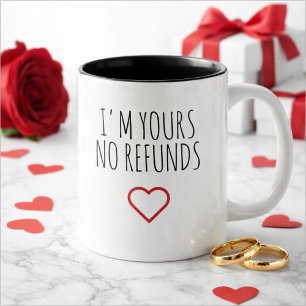 Ik ben van jou, geen terugbetaling valentijnscadea tweekleurige koffiemok