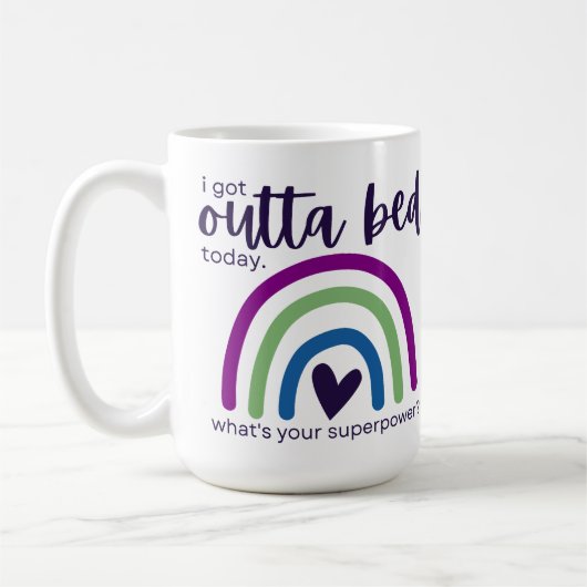Ik ben vandaag uit bed gekomen koffiemok (Links)
