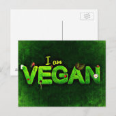 Ik ben Vegan geschreven met een grassy Natuur text Briefkaart (Voorkant / Achterkant)