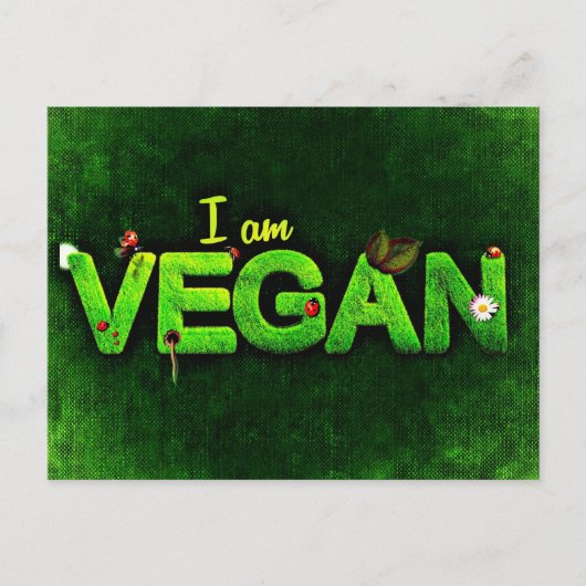 Ik ben Vegan geschreven met een grassy Natuur text Briefkaart (Voorkant)