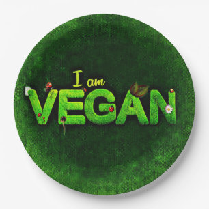 Ik ben Vegan geschreven met een grassy Natuur text Papieren Bordje