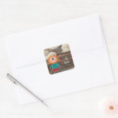 IK BEN VEGAN VEGETARIAANSE ZWEEFSEL RUSTISCHE LION VIERKANTE STICKER (Envelop)