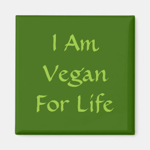 Ik ben Vegan voor het leven. Groen. Slogan. Aangep Magneet