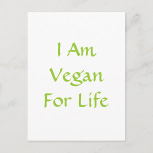Ik ben Vegan voor het leven. Groen. Slogan. Person Briefkaart