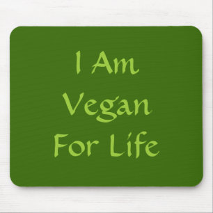 Ik ben Vegan voor het leven. Groen. Slogan. Person Muismat