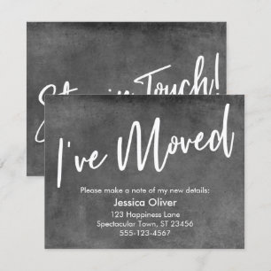 "Ik ben verhuisd" Handschrift Grey Grunge Aankondi Kaart