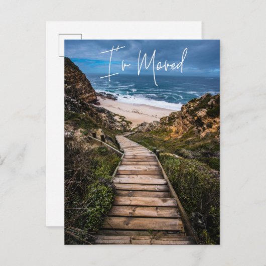 Ik ben verhuisd Nieuwe adresaankondiging Strand Oc Aankondigingskaart (Voorkant / Achterkant)