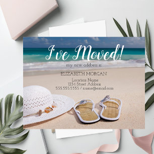 Ik ben verhuisd,Strand,Slippers,Nieuw Adres Aankondigingskaart