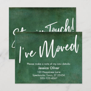 "Ik ben verhuisd" Typografie Grunge Green Aankondi Kaart
