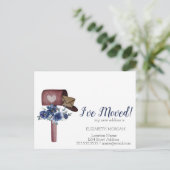 Ik ben verhuisd,Watercolor brievenbus Blauwe Bloem Aankondigingskaart (Staand voorkant)