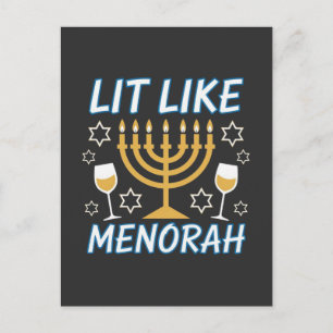 Ik ben verlicht als Menorah Hanukkah Joodse Menora Feestdagenkaart