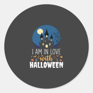 Ik ben verliefd op Halloween spookkasteel_1 Ronde Sticker