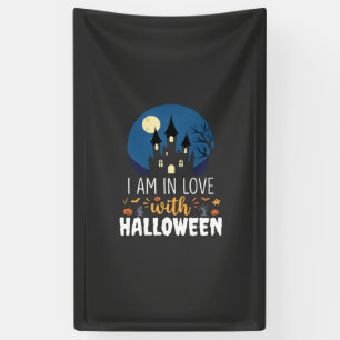 Ik ben verliefd op Halloween spookkasteel_1 Spandoek