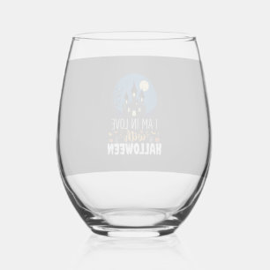 Ik ben verliefd op Halloween spookkasteel_1 Wijnglas Zonder Voet