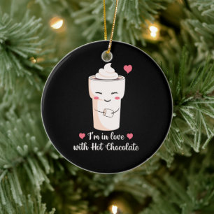 Ik ben verliefd op warme chocolademelk keramisch ornament