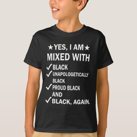 Ik ben vermengd met Black Proud Afrikaanse zwarte  T-shirt (Voorkant)