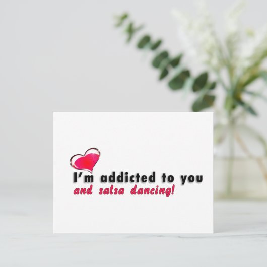 Ik ben verslaafd aan jou en salsa dansend Briefkaa Briefkaart (Staand voorkant)