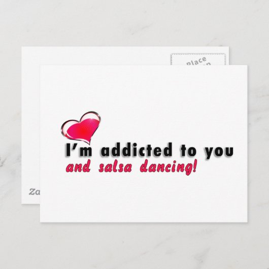 Ik ben verslaafd aan jou en salsa dansend Briefkaa Briefkaart (Voorkant / Achterkant)