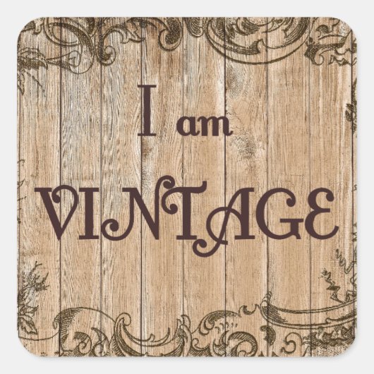 Ik ben vintage vierkante sticker (Voorkant)