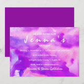 IK BEN VIOLET WATERVERF Bat Mitzvah Uitnodiging (Voorkant / Achterkant)