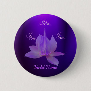 Ik Ben Violette Vlam Met Lotus Ronde Button 5,7 Cm
