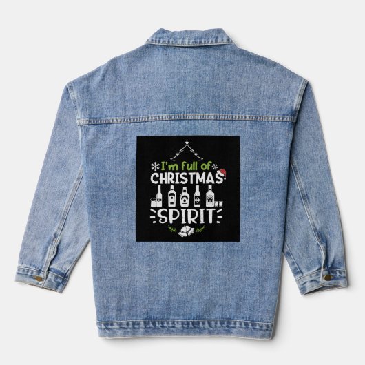 Ik ben vol kerstgeest - Kerstmis Drink Denim Jacket (Achterkant)