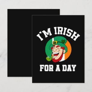Ik ben voor een dag Iers Saint Patricks day klaver Notitiekaartje