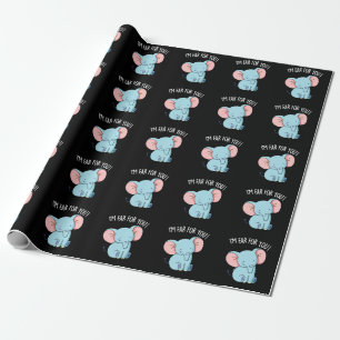 Ik ben voor je grappige olifant Pun Dark BG Cadeaupapier