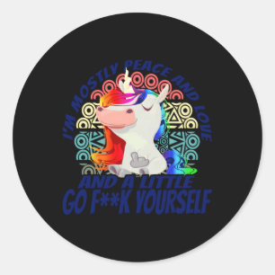 Ik ben vooral vrede liefde en een beetje yoga eenh ronde sticker