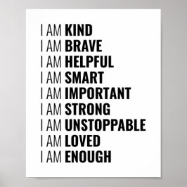 Ik ben vriendelijk en dapper | Positieve prijsopga Poster