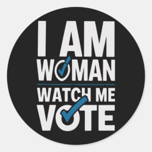 Ik Ben Vrouw Kijk Hoe Ik Stem Vintage  Ronde Sticker
