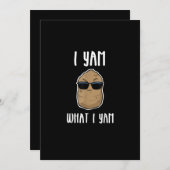 Ik ben wat ik ben grappige yam zoete aardappel feestdagenkaart (Voorkant / Achterkant)