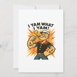 Ik ben wat ik ben Popeye Cartoon Quote Klassieker Feestdagenkaart