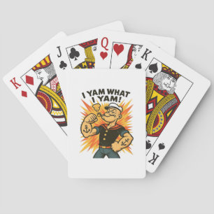 Ik ben wat ik Yam Popeye Cartoon Quote Classic Pokerkaarten