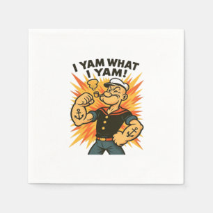 Ik ben wat ik Yam Popeye Cartoon Quote Classic Servet