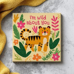 Ik ben wild over jou Cute Tiger Valentijnsdag  Tegeltje