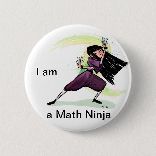 Ik ben Wiskunde Ninja Button (Vrouw) (Voorkant)